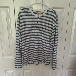 Brooks Brothers White and Blue Long Sleeve Tee